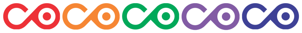 Horizontal CO logo graphic displaying infinity-style loops in red, orange, green, purple, and blue against a black background.